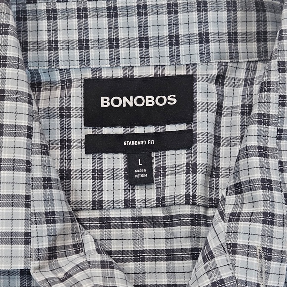 Bonobos Button Down Shirt Mens Large Plaid Black Casual Cotton Long Sleeve Top - Picture 5 of 8